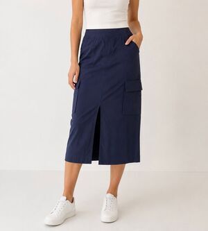 Athleta Cargo Midi Skirt Size 0 Navy Stretch Utility Athleisure